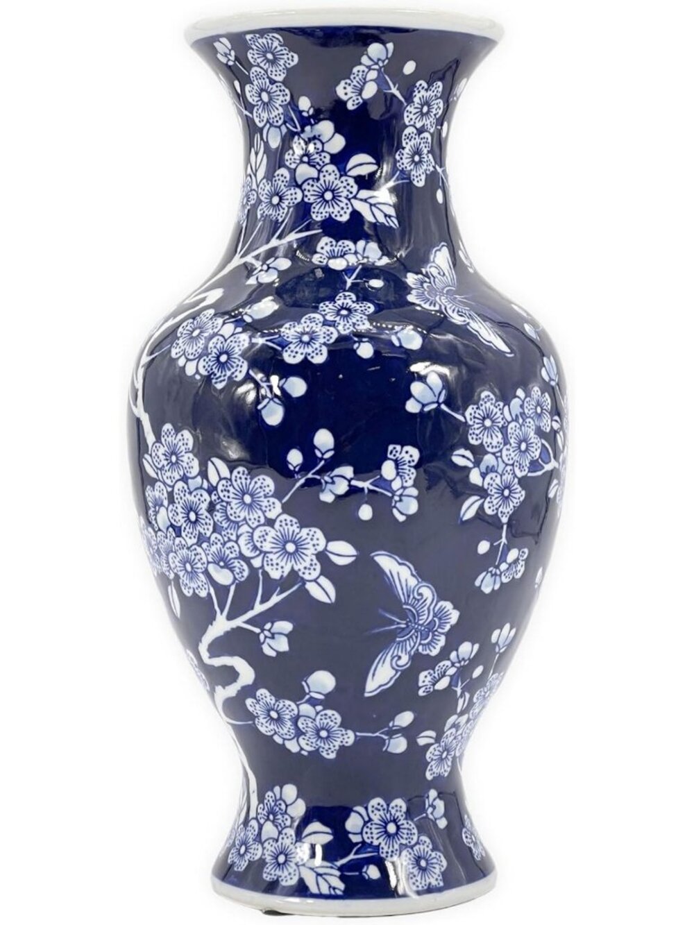 Hand Painted 14” Chinoiserie Ceramic Vase - Antique Style Porcelain Flower